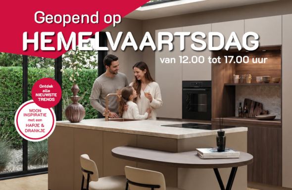 Uitverkoop showroomkeukens op Hemelvaartsdag